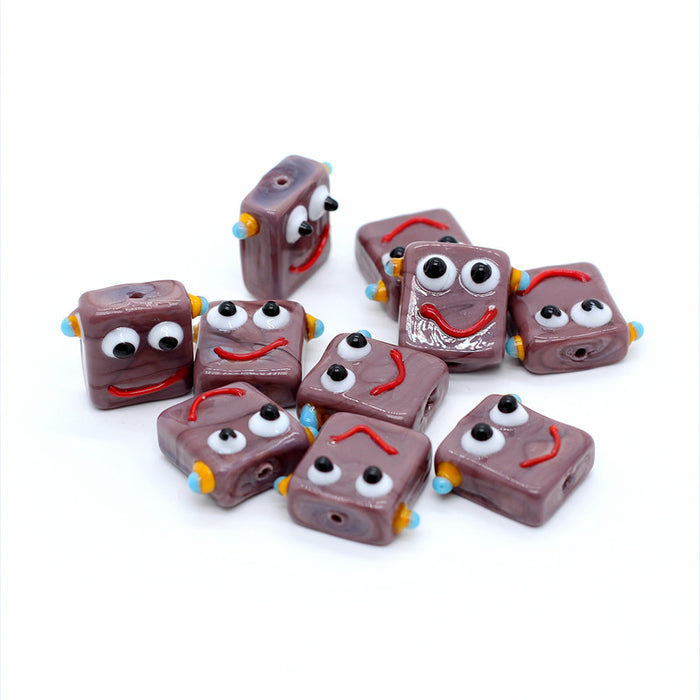 Wholesale Pendant Glass Beads Cute Robot Diy Glass Beaded Accessories MOQ≥2 JDC-PT-BiLai001