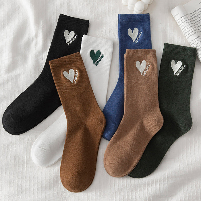 Wholesale Socks Cotton Cute Heart Embroidered Mid Tube Socks JDC-SK-RCM002