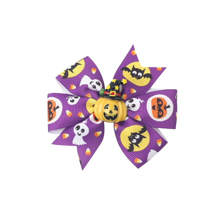 Wholesale Children's Hair Clip Halloween Bat Bow Pumpkin Head JDC-HC-qiun007