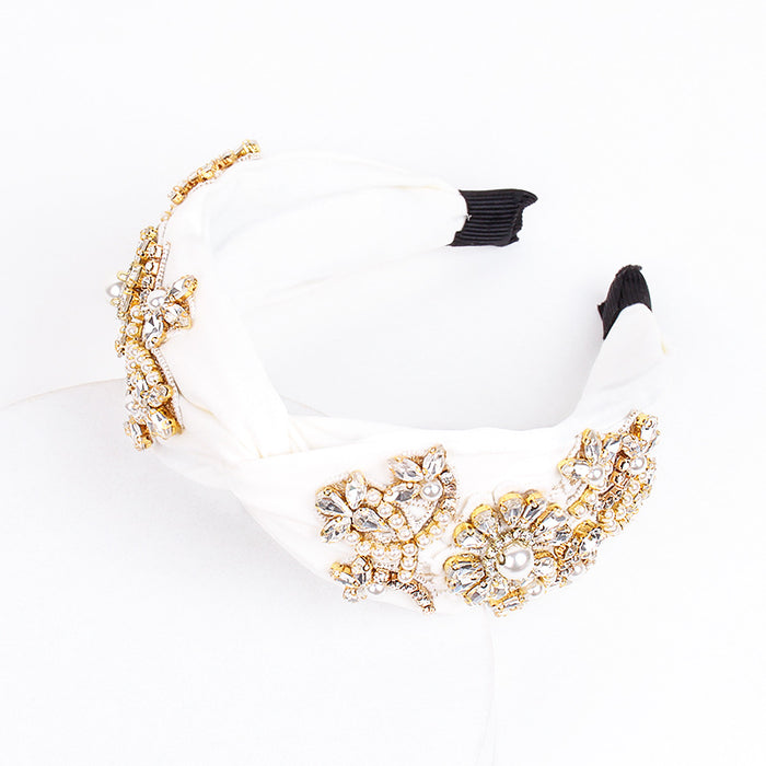 Wholesale art flower embroidery crystal headband JDC-HD-ZXI007