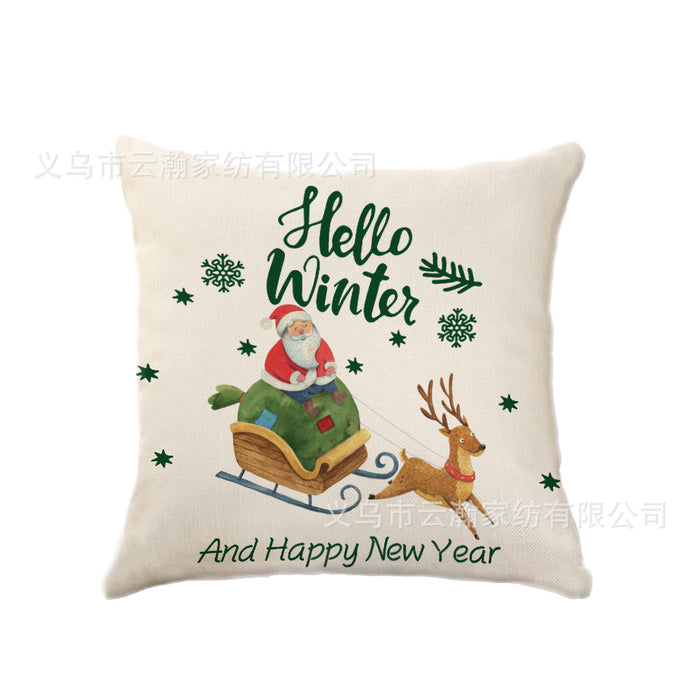 Wholesale Pillowcase Linen Christmas Snowflake Elk Santa Claus MOQ≥2 JDC-PW-Yunhan008