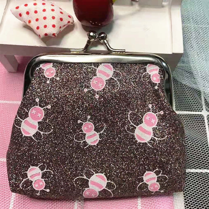 Wholesale Glitter Print Mouth Gold Bag Women Short Hand Coin Key Coin Purse for Kids MOQ≥3 JDC-HB-Canglv001