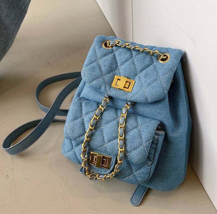 Wholesale Backpack Denim Rhombus Chain Small Bag JDC-BP-Haoang001