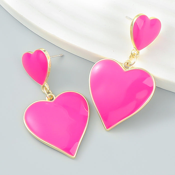 Wholesale Multilayer Heart Shaped Alloy Oil Drip Earrings JDC-ES-JL1013