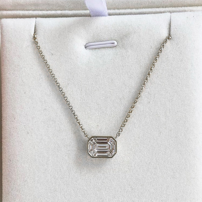 Jewelry WholesaleWholesale single diamond rectangular zircon necklace JDC-NE-Caos007 Necklaces 曹适 %variant_option1% %variant_option2% %variant_option3%  Factory Price JoyasDeChina Joyas De China