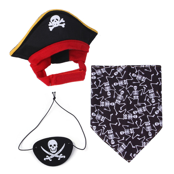 Wholesale Pet Decorations Polyester Halloween Pirate Hat Triangle Set MOQ≥2 JDC-PD-Miaodi003