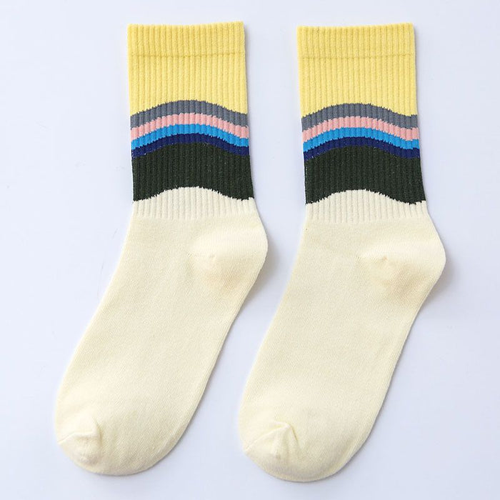 Wholesale Sock Polyester Cotton Color Gradient Thick Breathable Sweat-absorbing MOQ≥2 JDC-SK-LanXii003