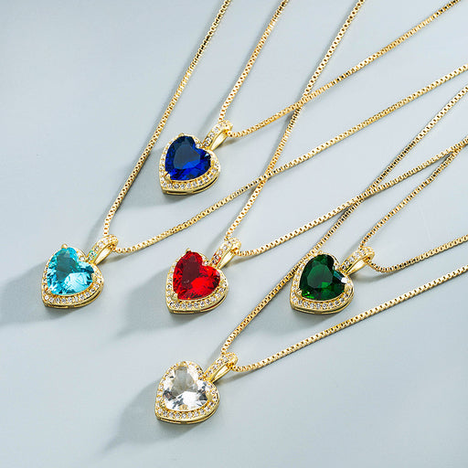 Jewelry WholesaleWholesale Colorful Crystal Love Pendant Necklace JDC-NE-yiseng005 Necklaces 镱森 %variant_option1% %variant_option2% %variant_option3%  Factory Price JoyasDeChina Joyas De China