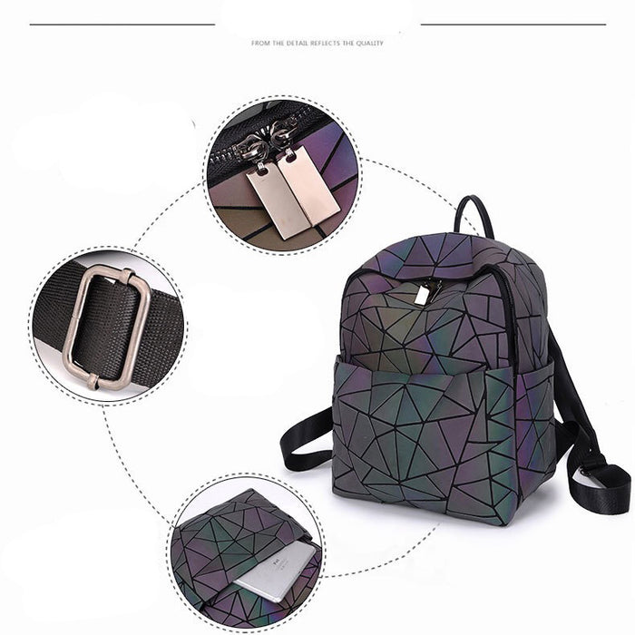 Wholesale Backpack PU Luminous Color Changing Diamond Large Capacity MOQ≥2 JDC-BP-Buluo002