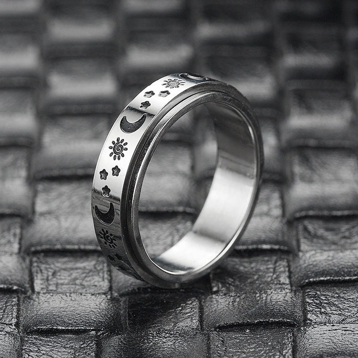 Jewelry WholesaleWholesale Rotating Stainless Steel Titanium Steel Sun Moon Star Couple Ring JDC-RS-Dingc020 Rings 顶潮 %variant_option1% %variant_option2% %variant_option3%  Factory Price JoyasDeChina Joyas De China