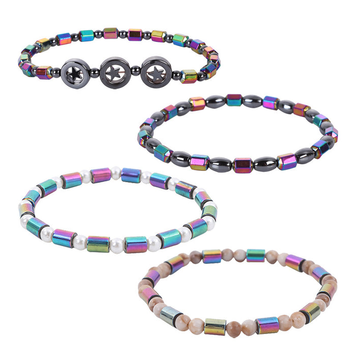 Wholesale rice beads colorful straight tube magnet anklet electroplating AB color pearl anklet JDC-AS-JIai006