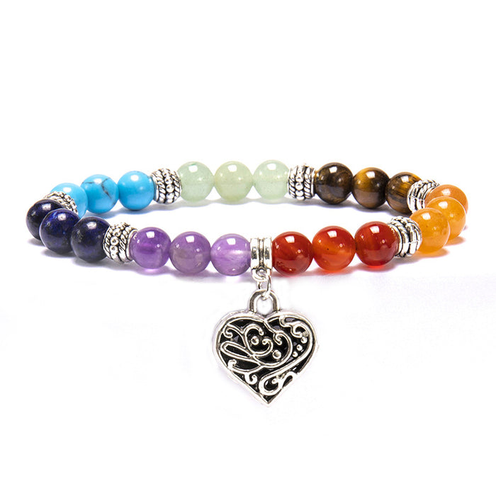 Wholesale Colorful Beaded Bracelet Natural Stone Amethyst Bracelet Peach Heart Bracelet JDC-BT-YanH001