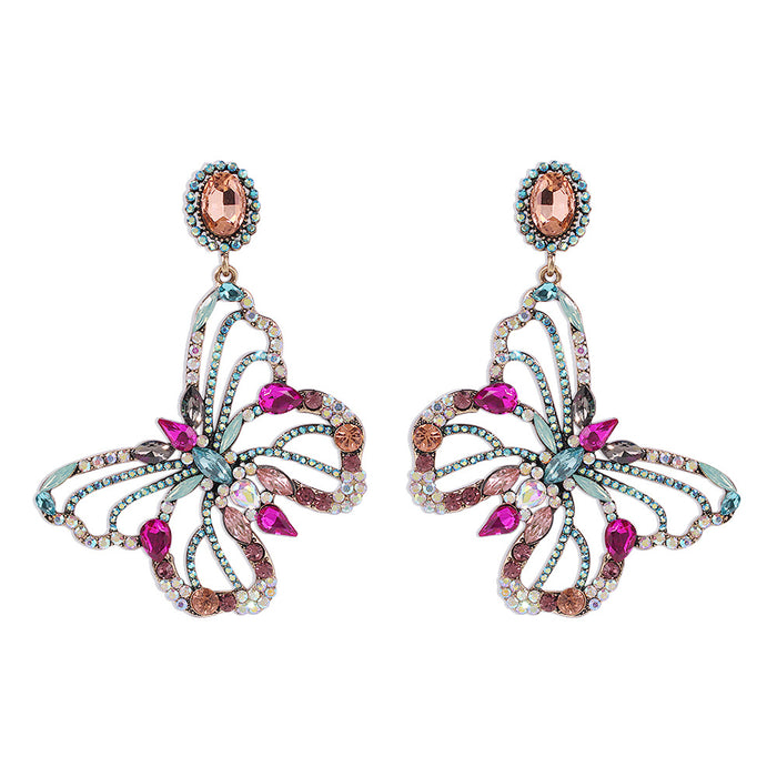 Wholesale Baroque Exaggerated Personality Butterfly Earrings JDC-ES-Qiandi009