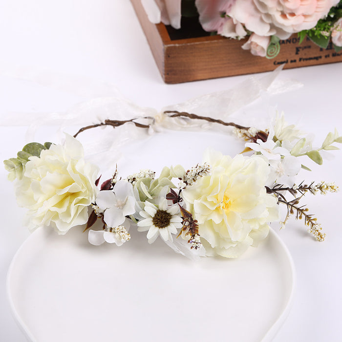 Wholesale Headband Fabric Plastic Bride Simulation Garland Dress Accessories MOQ≥2 JDC-HD-XINY004