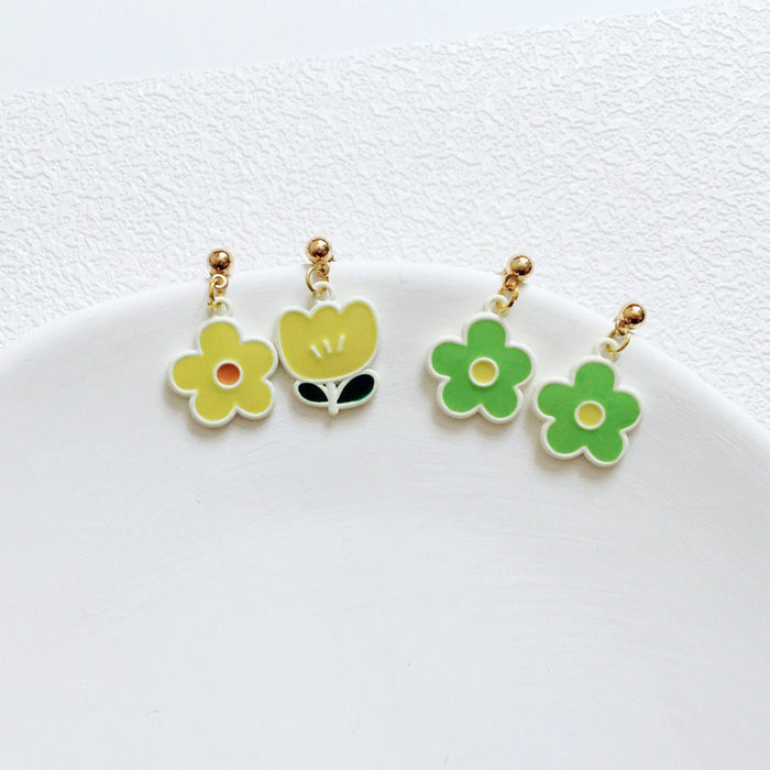 Wholesale Earrings Alloy Ceramic Color Flower Earrings MOQ≥10 JDC-ES-Lxx003