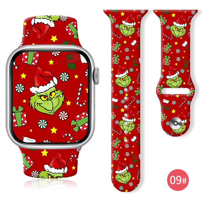 Wholesale Cartoon Christmas Silicone Strap Suitable for Apple Watch Strap JDC-WD-NuoQi004