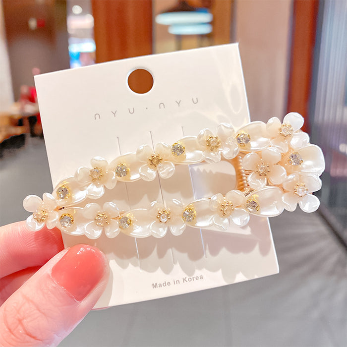 Wholesale Hollow Pearl Rhinestone Hair Clip Shell Flower Duck Bill Clip JDC-HC-Hengx002