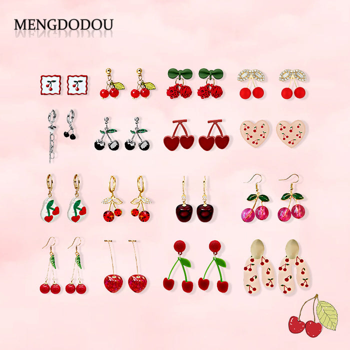 Jewelry WholesaleWholesale diamond inlaid alloy Cherry Earrings JDC-ES-GSMDD030 Earrings 萌豆豆 %variant_option1% %variant_option2% %variant_option3%  Factory Price JoyasDeChina Joyas De China