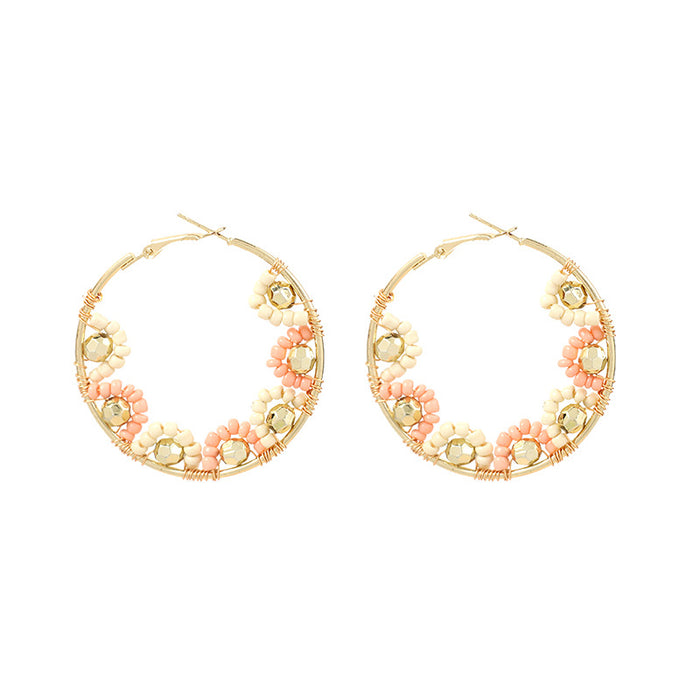 Wholesale Big Circle Rice Bead Earrings MOQ≥2 JDC-ES-Yir013