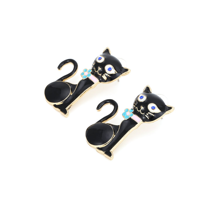 Wholesale cute dripping kitten earrings small animals JDC-ES-MY263