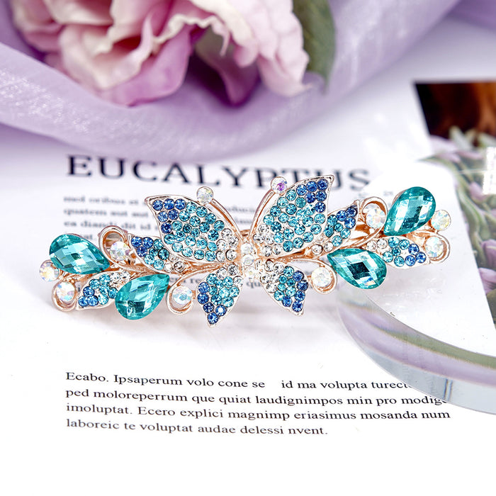 Wholesale Hair Clips Alloy Rhinestone Crystal Butterfly Spring Clip MOQ≥2 JDC-HC-HG011