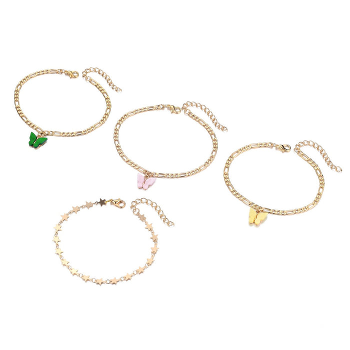 Jewelry WholesaleWholesale pearl multi-color drip oil sticker butterfly set anklet JDC-AS-YeB041 Anklets 烨贝 %variant_option1% %variant_option2% %variant_option3%  Factory Price JoyasDeChina Joyas De China