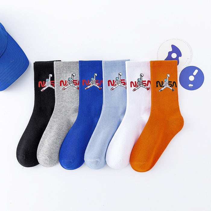 Wholesale Sock cotton astronaut trapeze joint breathable sweat MOQ≥5 JDC-SK-FuW001