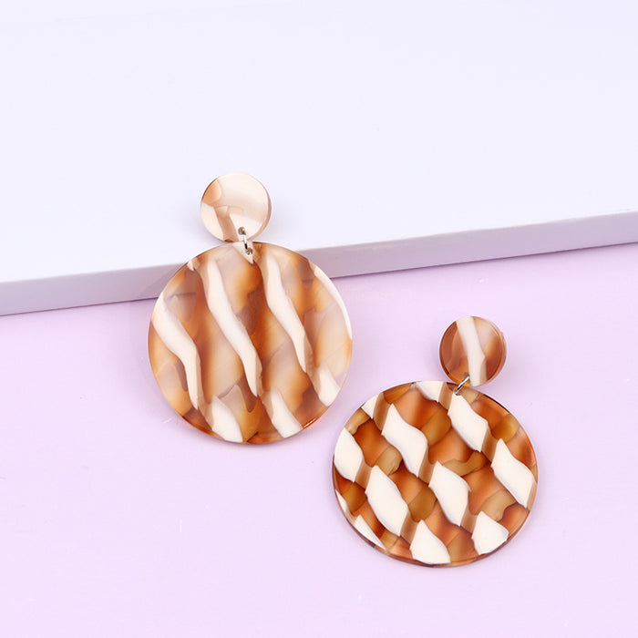 Wholesale Stripe Collection Acetate Geometric Round Earrings JDC-ES-DUAI017