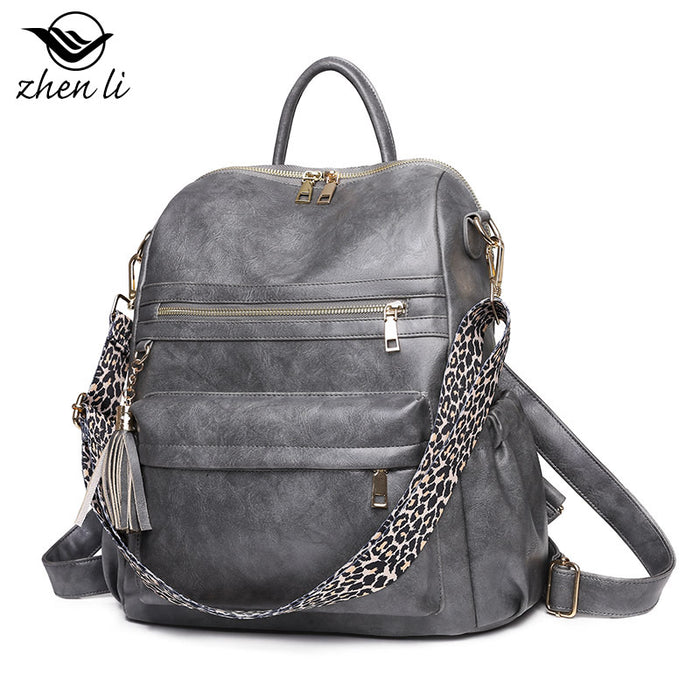 Wholesale Backpack PU Leopard Print Large Capacity JDC-BP-ZLD006