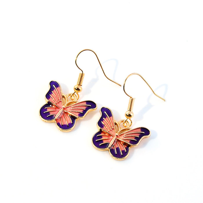 Wholesale Color Butterfly Alloy Earrings MOQ≥2 JDC-ES-Kaiwei001