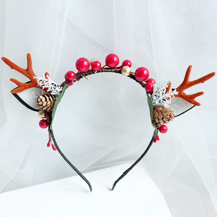 Wholesale Headband Fabric Christmas Elk Antlers JDC-HD-QingH001