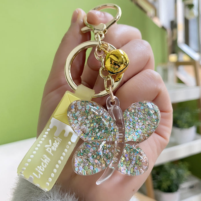 Jewelry WholesaleWholesale acrylic Sequin butterfly car bag couple keychain JDC-KC-WAN020 Keychains 沃安 %variant_option1% %variant_option2% %variant_option3%  Factory Price JoyasDeChina Joyas De China