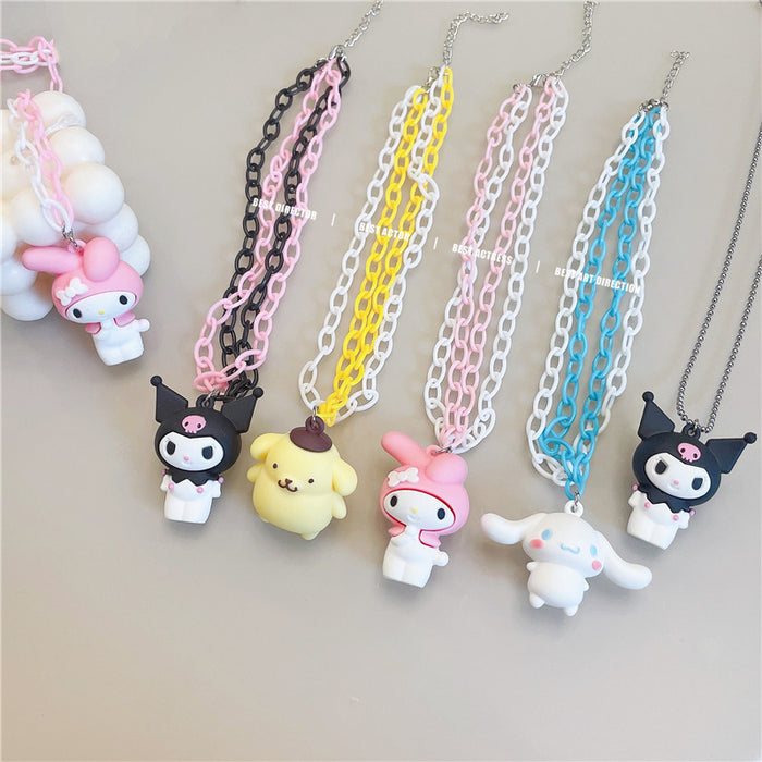 Wholesale Necklace Resin Cute Beige Pink Black Necklace (S) JDC-NE-Wenhua005