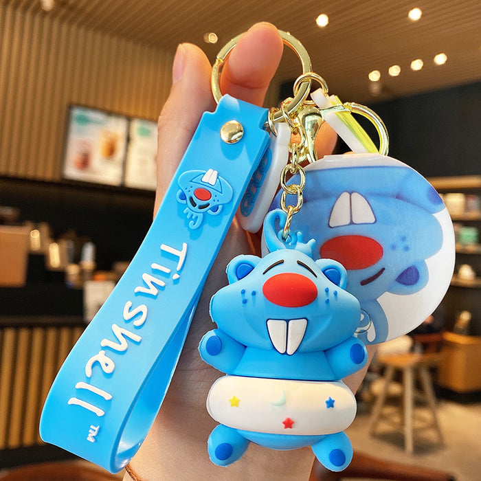 Wholesale Keychain PVC Cartoon Cute Swimming Ring Hamster MOQ≥2 JDC-KC-MSi025