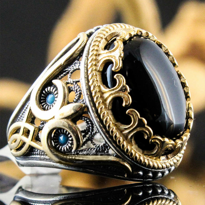 Jewelry WholesaleWholesale Vintage Pattern Black Face Zircon Ring JDC-RS-Chenrui003 Rings 晨睿 %variant_option1% %variant_option2% %variant_option3%  Factory Price JoyasDeChina Joyas De China