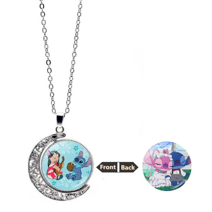 Wholesale Necklace Women's Versatile Explosive Double Sided Rotating Moon JDC-NE-JiaYun005