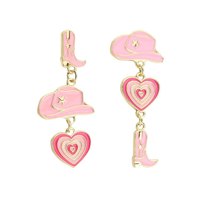 Wholesale Earrings Alloy Ceramic Love Cowboy Boot Earrings MOQ≥2 JDC-ES-Yihan001