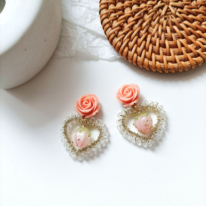 Jewelry WholesaleWholesale S925 silver retro love Rhinestone Flower Earrings JDC-ES-MiH004 Earrings 米穗 %variant_option1% %variant_option2% %variant_option3%  Factory Price JoyasDeChina Joyas De China