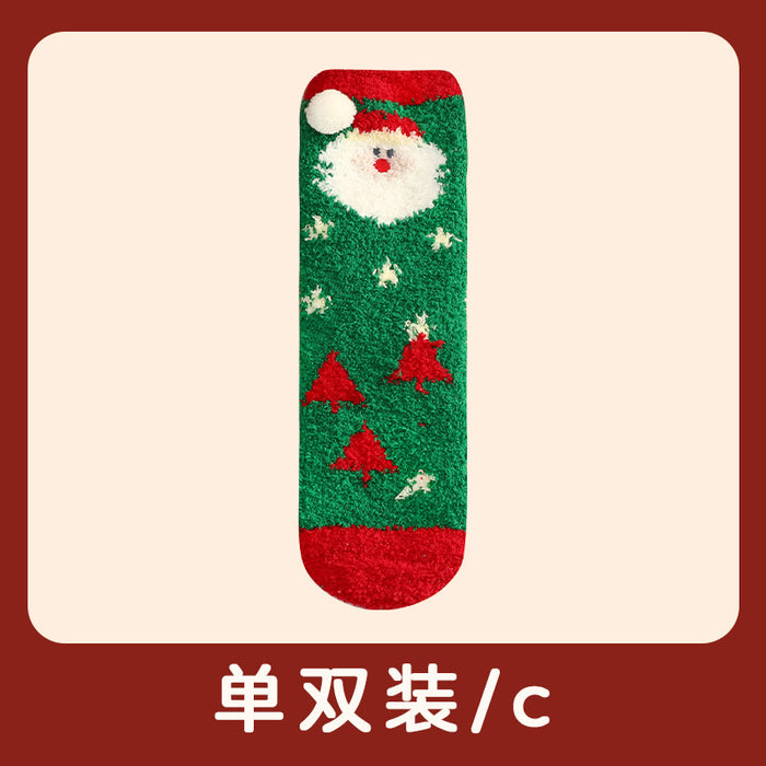 Wholesale Socks Polyester Christmas Gifts Coral Fleece Socks MOQ≥2 JDC-SK-JiaF009