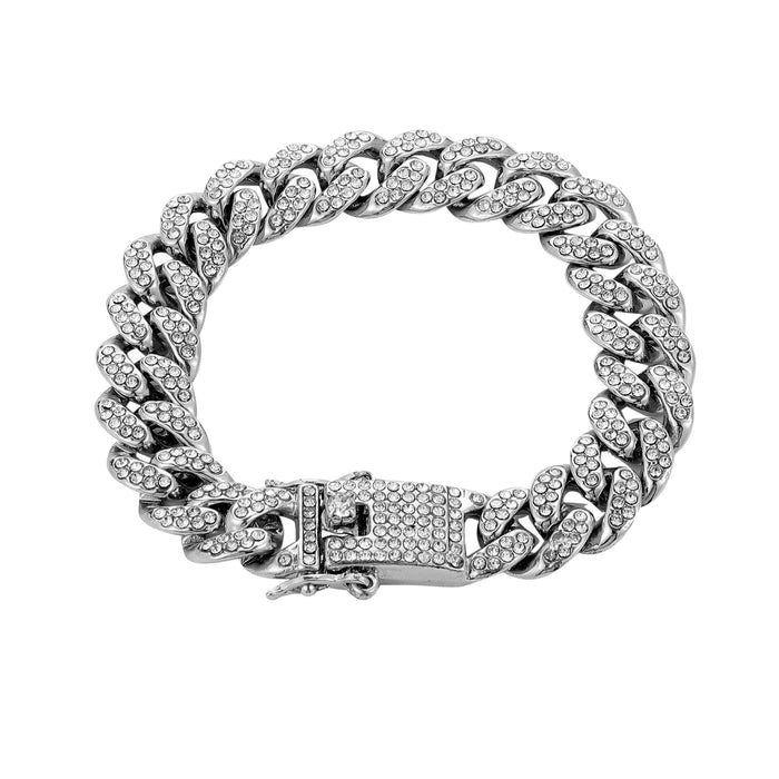 Wholesale hip hop full diamond Cuban bracelet trendy male personality JDC-BT-WeiX001