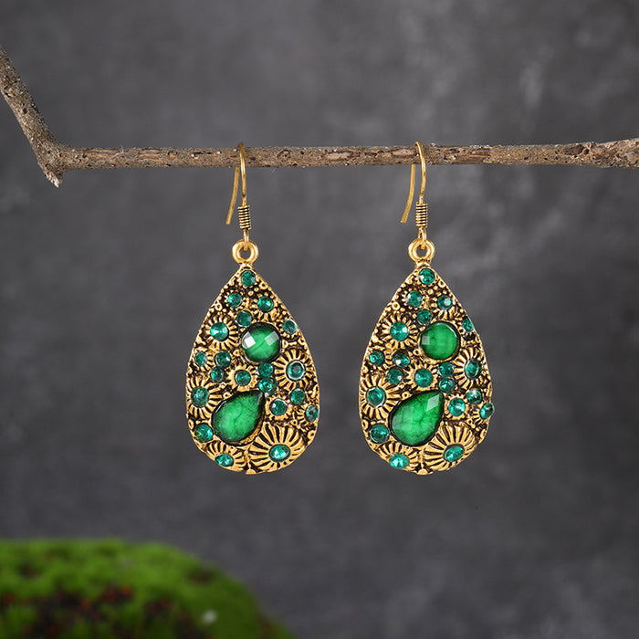 Jewelry WholesaleWholesale water drop gemstones set with diamonds ethnic wind earrings JDC-ES-daiq024 Earrings 黛茜 %variant_option1% %variant_option2% %variant_option3%  Factory Price JoyasDeChina Joyas De China