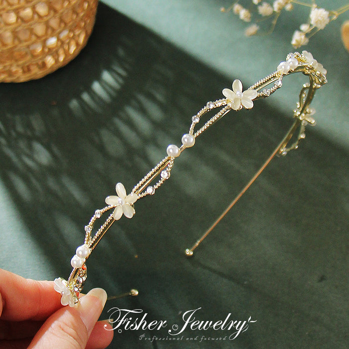 Wholesale Headband Rhinestone Imitation Pearl Opal Alloy JDC-HD-FSE002