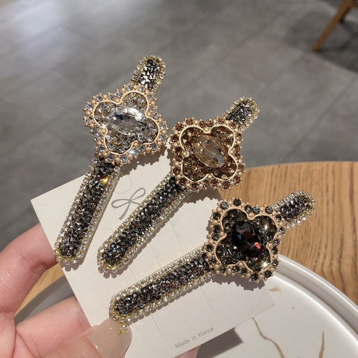 Jewelry WholesaleWholesale full diamond four leaf flower simple hairpin (F)JDC-HC-LiS001 Hair Clips 栎尚 %variant_option1% %variant_option2% %variant_option3%  Factory Price JoyasDeChina Joyas De China