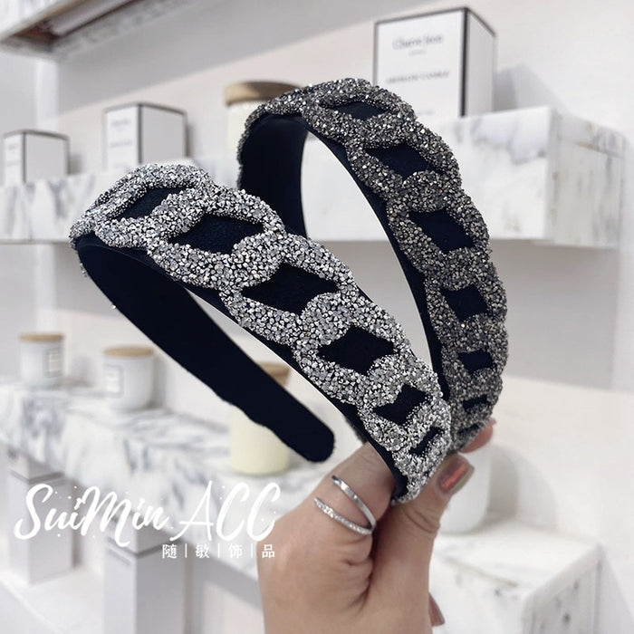 Jewelry WholesaleWholesale rhinestone cutout woven full drill mesh wide-brimmed hair band JDC-HD-Suim004 Headband 随敏 %variant_option1% %variant_option2% %variant_option3%  Factory Price JoyasDeChina Joyas De China