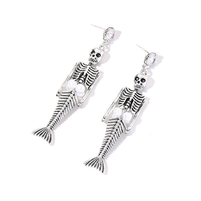 Wholesale Earrings Alloy Halloween Skull Pearls JDC-ES-GuTe023