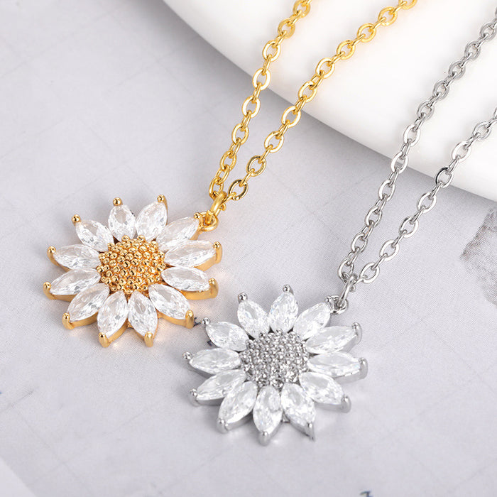 Jewelry WholesaleWholesale Sunflower Diamond Zircon Sunflower Clavicle Necklace JDC-NE-MJ009 Necklaces 萌葭 %variant_option1% %variant_option2% %variant_option3%  Factory Price JoyasDeChina Joyas De China