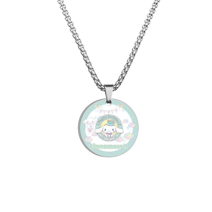 Wholesale Necklace Stainless Steel Cute Cartoon Round Color Printing MOQ≥2 (S) JDC-NE-HuanYu007