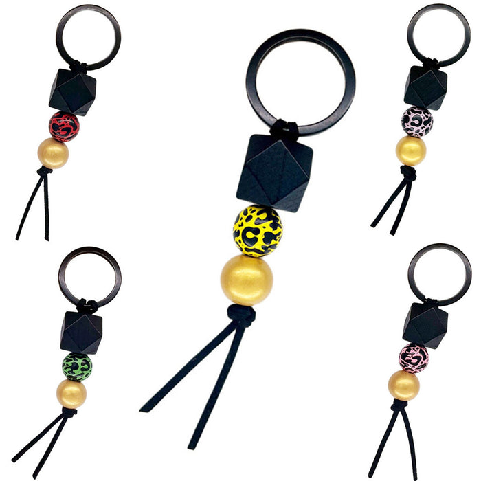 Wholesale Wooden Leopard Print Keychain MOQ≥2 JDC-KC-WenJ010