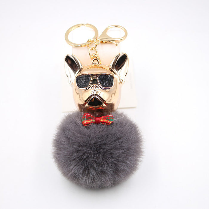 Jewelry WholesaleWholesale French Bulldog Alloy Faux Hair PVC Hairball Pom Pom  Keychain JDC-KC-Zuge017 Keychains 祖格 %variant_option1% %variant_option2% %variant_option3%  Factory Price JoyasDeChina Joyas De China