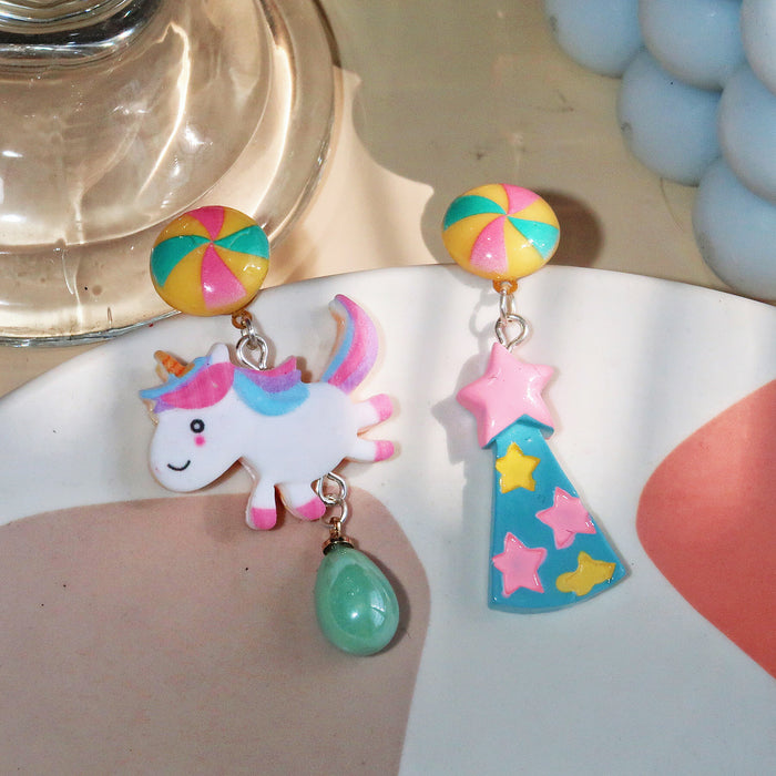 Wholesale 925 Silver Needle Cartoon Resin Earrings JDC-ES-XNWE021